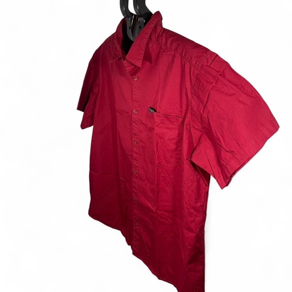 Columbia Men's XL Button Up Shirt Short Sleeve Solid Red Regular Fit 100% Cotton - Picture 3 of 6